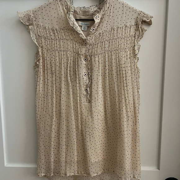Sundance Tops - Sundance Cream Polka Dot Ruffle Blouse